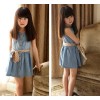 Children's wear sales season of the new children's Skirt Girl Cowboy wave point belt dress without s