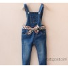 A new spring girl fashion denim overalls leisure belt boy Korean floral bishoulder strap trousers