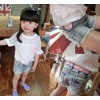 2015 new Korean female child baby summer denim shorts edging all-match beautiful tide belt