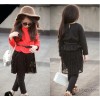 2014 new winter clothing lace stitching dress children thickening belt Jumpsuit