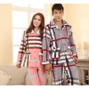 A couple of autumn and winter thick flannel pajamas wholesale Unisex grid stripe warm suit Home Furn