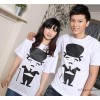 Korean leisure summer new couples dress magic cap magician printing short sleeved T-shirt lovers 2#