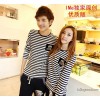 The spring and autumn new couple outfit exclusive original skeleton head striped long sleeved couple