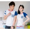 2014 Summer new Korean women's short sleeved T-shirt lovers collar size couples dress casual T-