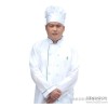 The spring and autumn chef served white and blue striped long sleeved kitchen work clothes hotel res