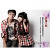 Manufacturers selling casual fashion classic British Plaid Cotton Long Sleeved couple shirt rose