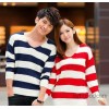 2014 Korean striped sweater Mens Long Sleeve V Korea brand lovers couple wool collar sweater