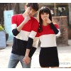 2157# new couples dress long Korean stitching color sweater slim head couple sweater