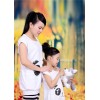 2015 new children summer dress female panda sequins beads shirt striped pants parent-child suit