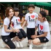 917 - 2014 Korean version of the new mother and daughter mother family suit short sleeved summer dre