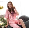 Autumn silk pajamas ladies suits summer five sleeve pants pajamas female bow in the home on behalf o