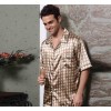 Short sleeved pants suit pajamas 89105 silk pajamas Plaid suit Home Furnishing generation