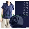 Blue pure linen fabric dress shirt short sleeved shirt art fan loose trade female Linen Shirt