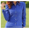 Deep blue long sleeved shirt folding trade single breasted blouse Korean explosion models promotion