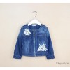 Europe and the United States and the European style of the girl's lace embroidery zipper denim jacke