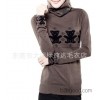 Foreign trade in autumn and winter fashion high necked dress bear stamp slim long sweater sweater