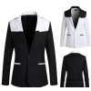 Foreign hot new men's black and white stitching slim casual suit 00K04