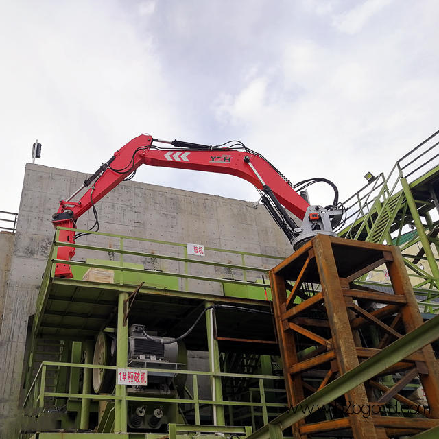Statio<em></em>nary type pedestal rock breaker boom system5