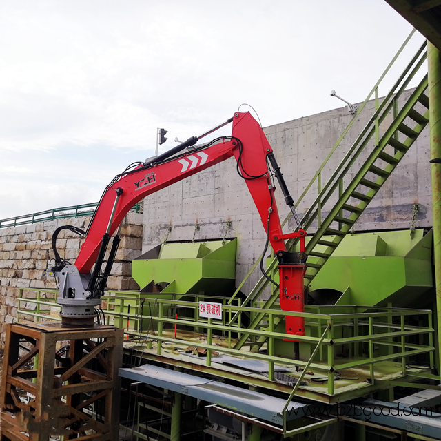 Statio<em></em>nary type pedestal rock breaker boom system6